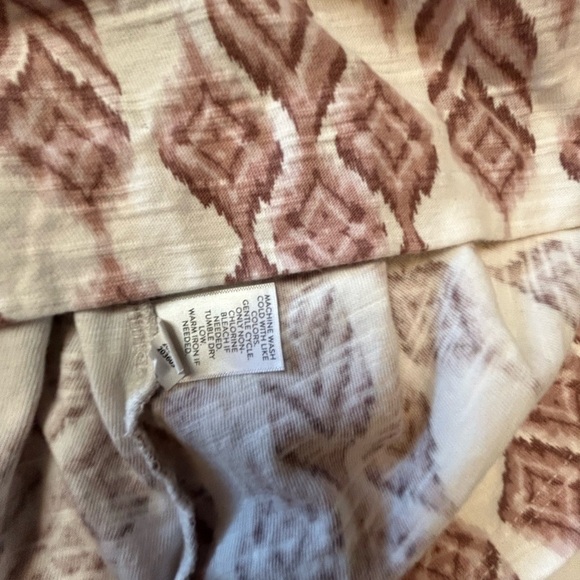 Pure Jill Ikat print top knit tunic white & mauve 3/4 sleeve top Sz-Petite XS E2 - Picture 10 of 10